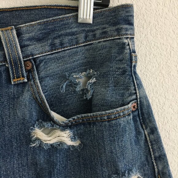 Furst Of A Kind Levi's Womens 28 Denim Shorts Distressed Button Fly Cotton - Picture 3 of 16